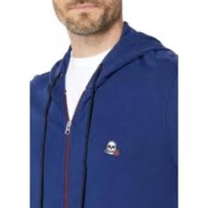 Robert Graham Hoodie Zip Up Sweatshirt XL Casual Navy Red Skull Rose Logo Pocket